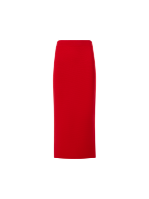Designer Fitted Milano Knit Pencil Skirt - red