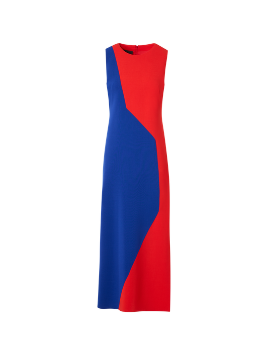 Designer Midi Sheath Dress with Polygon Patchwork - multicolor