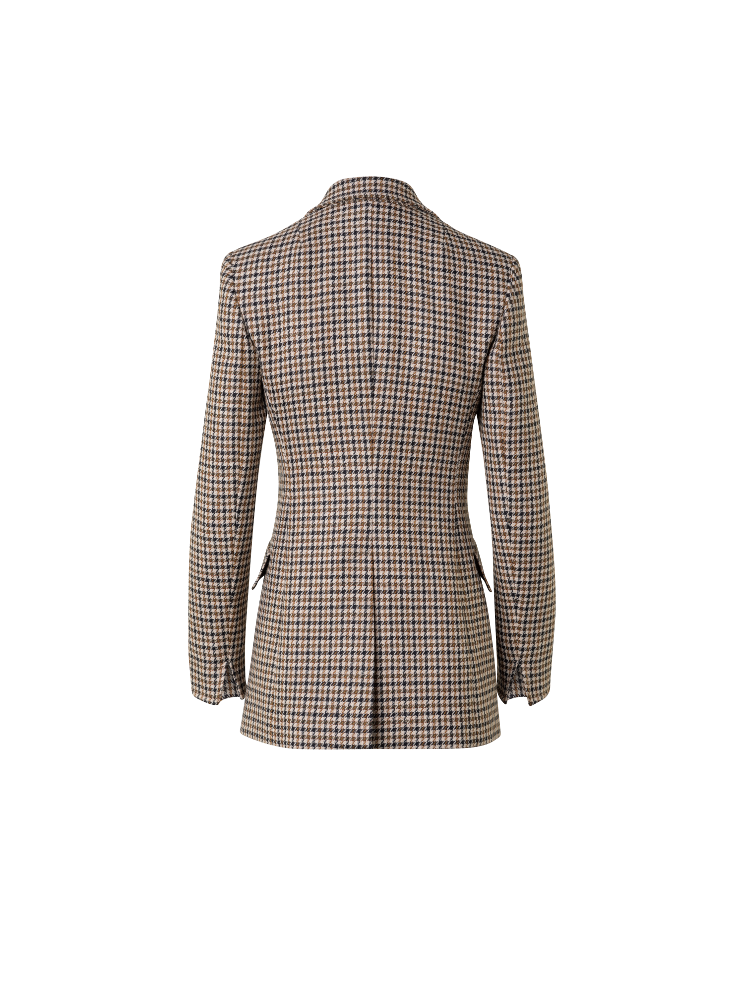Designer Long Virgin Wool Houndstooth Boyfriend Blazer