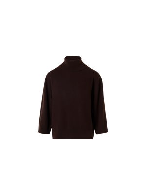 Designer Cashmere Turtle Neck Pullover - brown