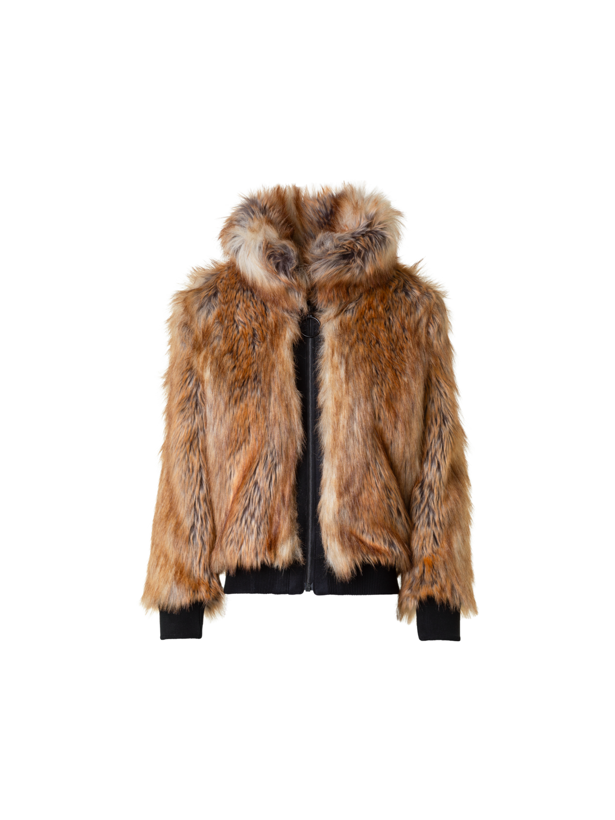 Designer Faux Fur Bomber Jacket - neutral - brown