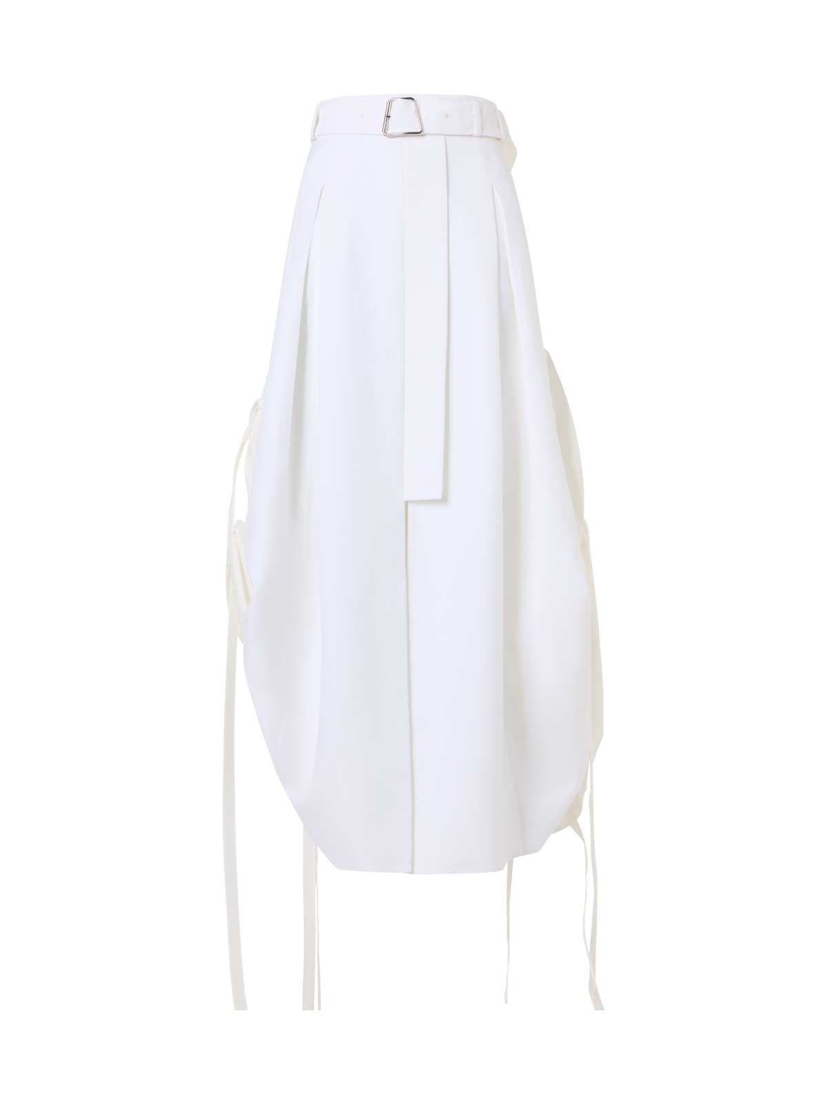 Designer Cotton Midi Skirt with Drawstrings - ecru