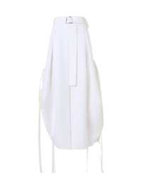 Designer Cotton Midi Skirt with Drawstrings - ecru