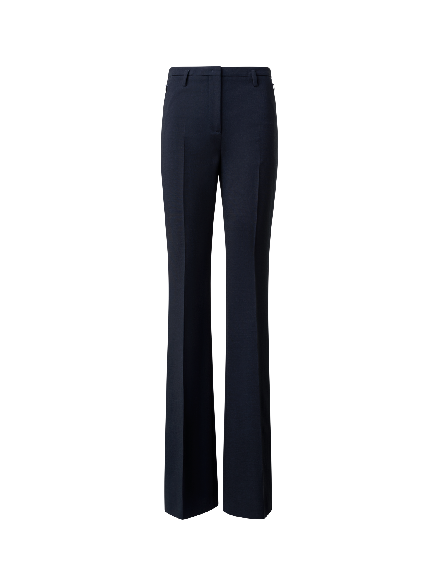 Designer Bootcut Wool Double-Face Pants - navy - blue
