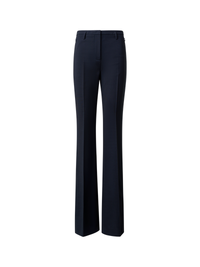 Designer Bootcut Wool Double-Face Pants - navy - blue
