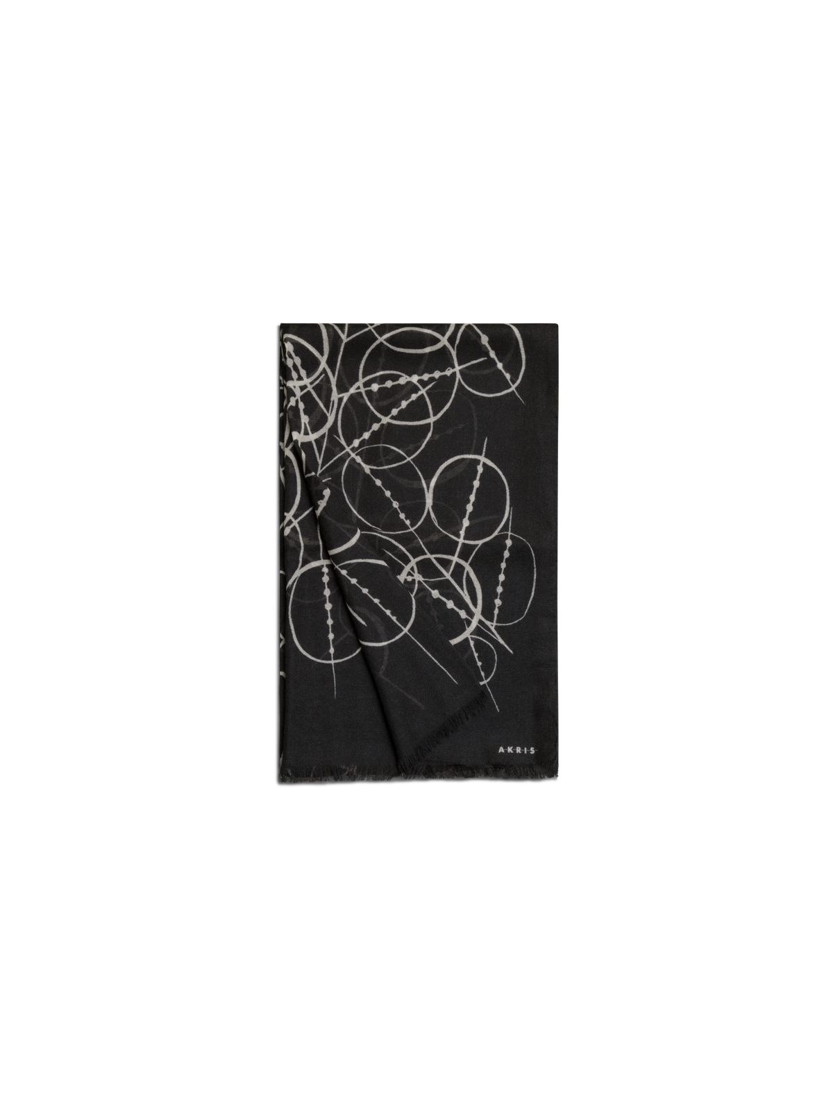 Designer Cashmere Scarf with Polka Dots Print - black - multicolor