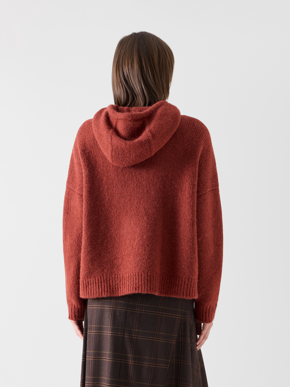 Designer Oversize Fluffy Alpaca Knit Hoodie - red 