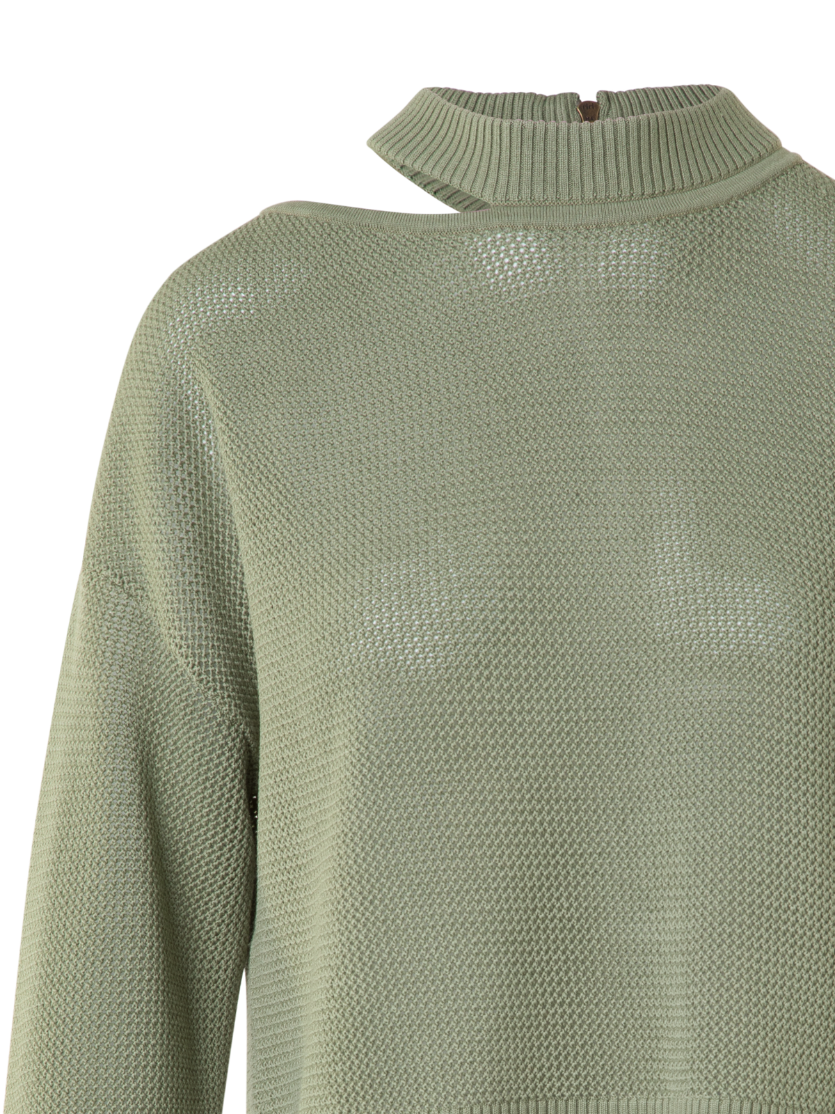 Designer Merino Wool Sweater with Shoulder Cut-Out - neutral - green