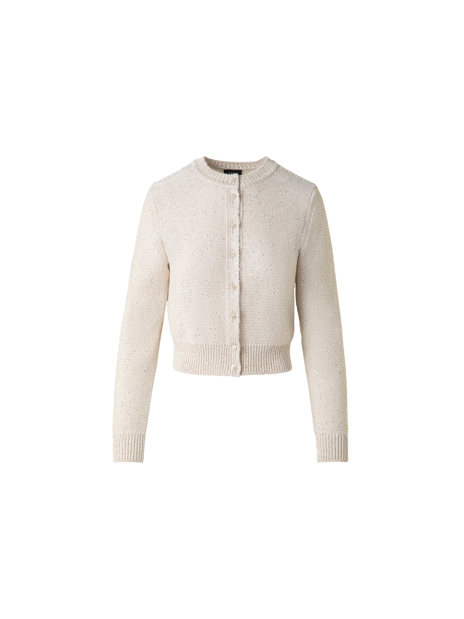 Designer Cardigan in Linen Cotton with Micro Sequins - neutral - pastel - beige
