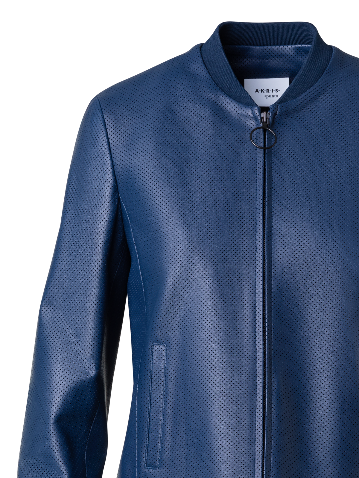 Designer Leather Bomber Jacket - navy - blue