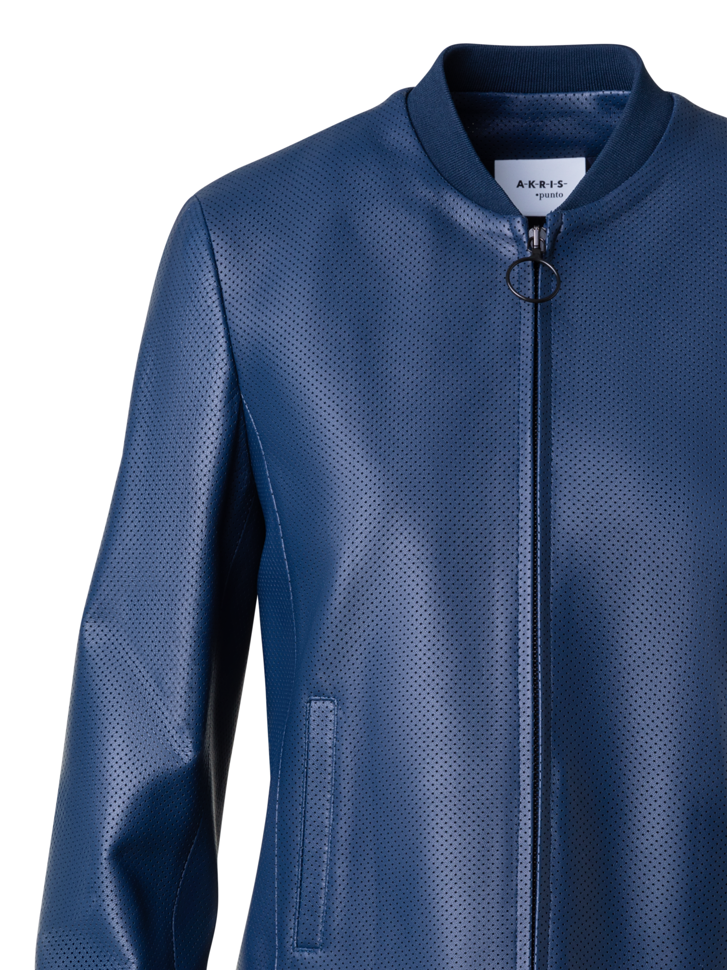 Designer Leather Bomber Jacket - navy - blue