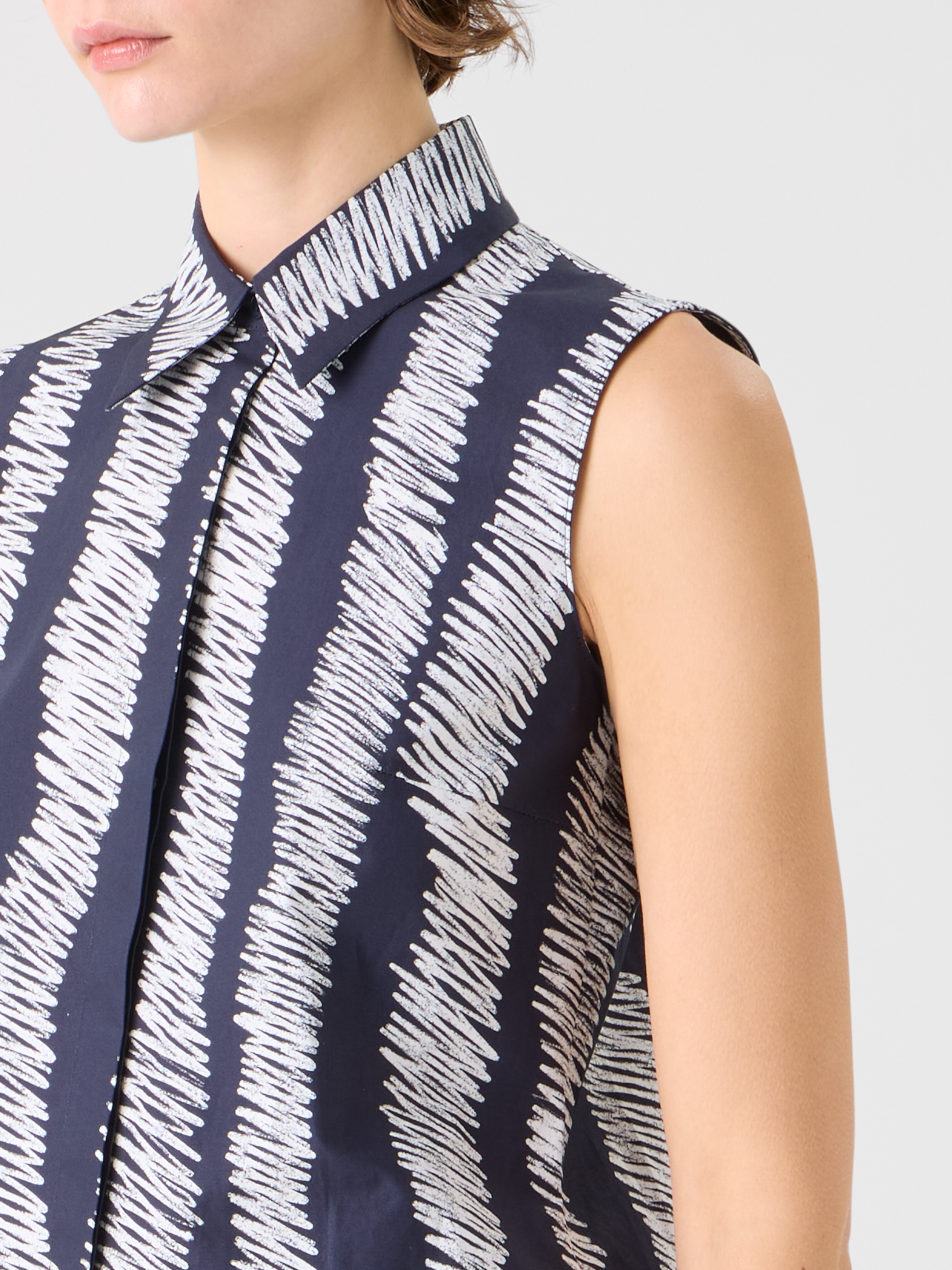 Designer Scribble Wave Print Cotton Blouse - multicolor