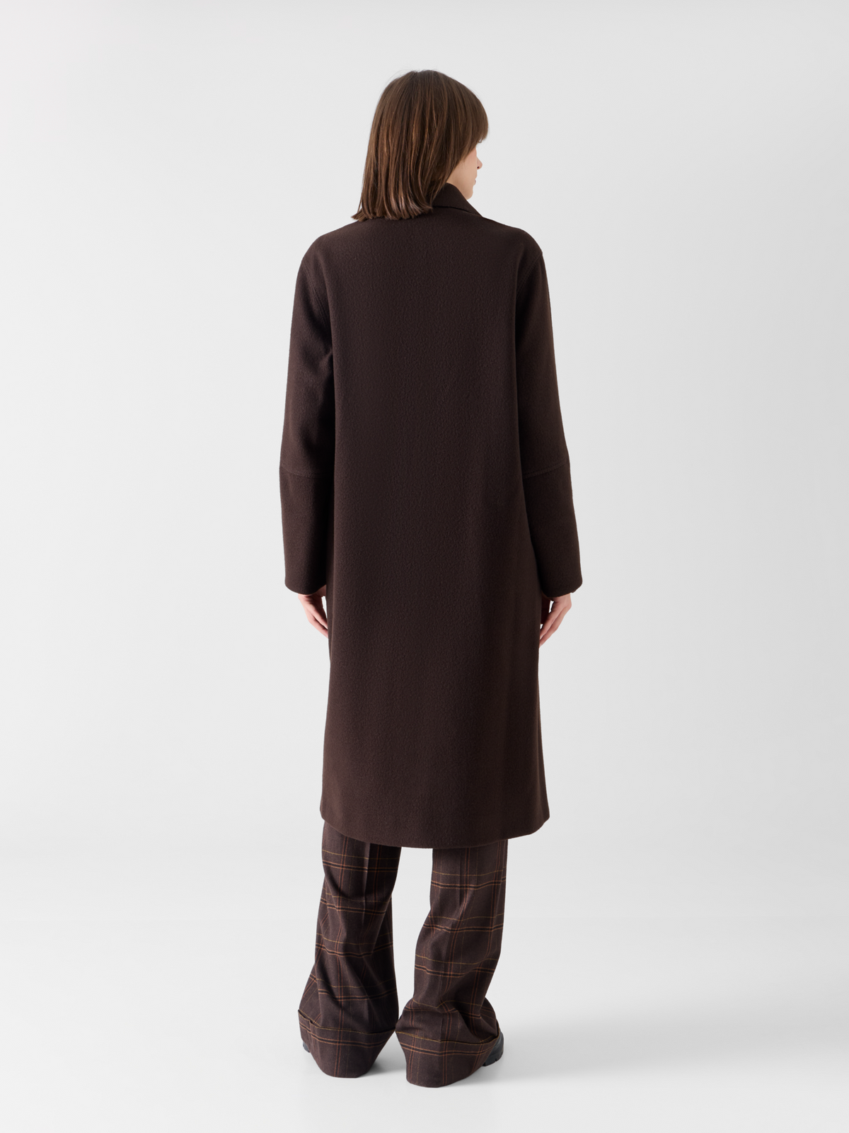 Designer Heavy Taglio Vivo Long Car Coat - brown 