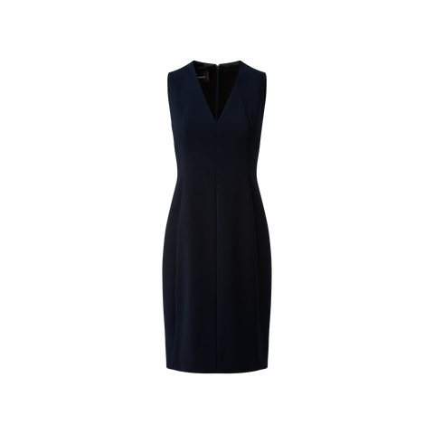 Sleeveless V-Neck Wool Double-Face Sheath Dress