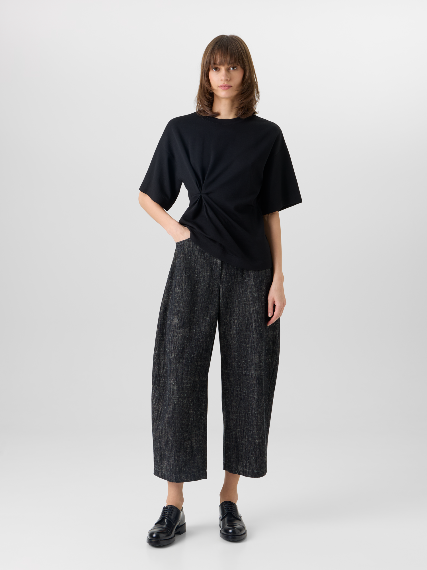 Designer Farrow Pants in Washed Heavyweight Cotton Denim - black 