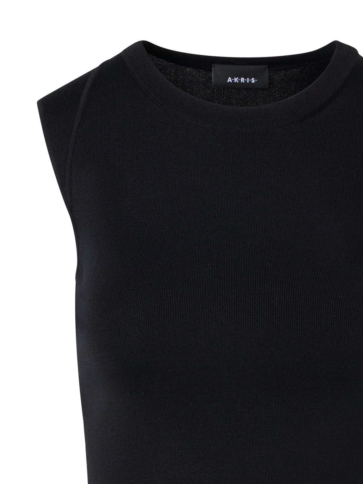 Designer Sleeveless Stretch-Silk Knit Top - black