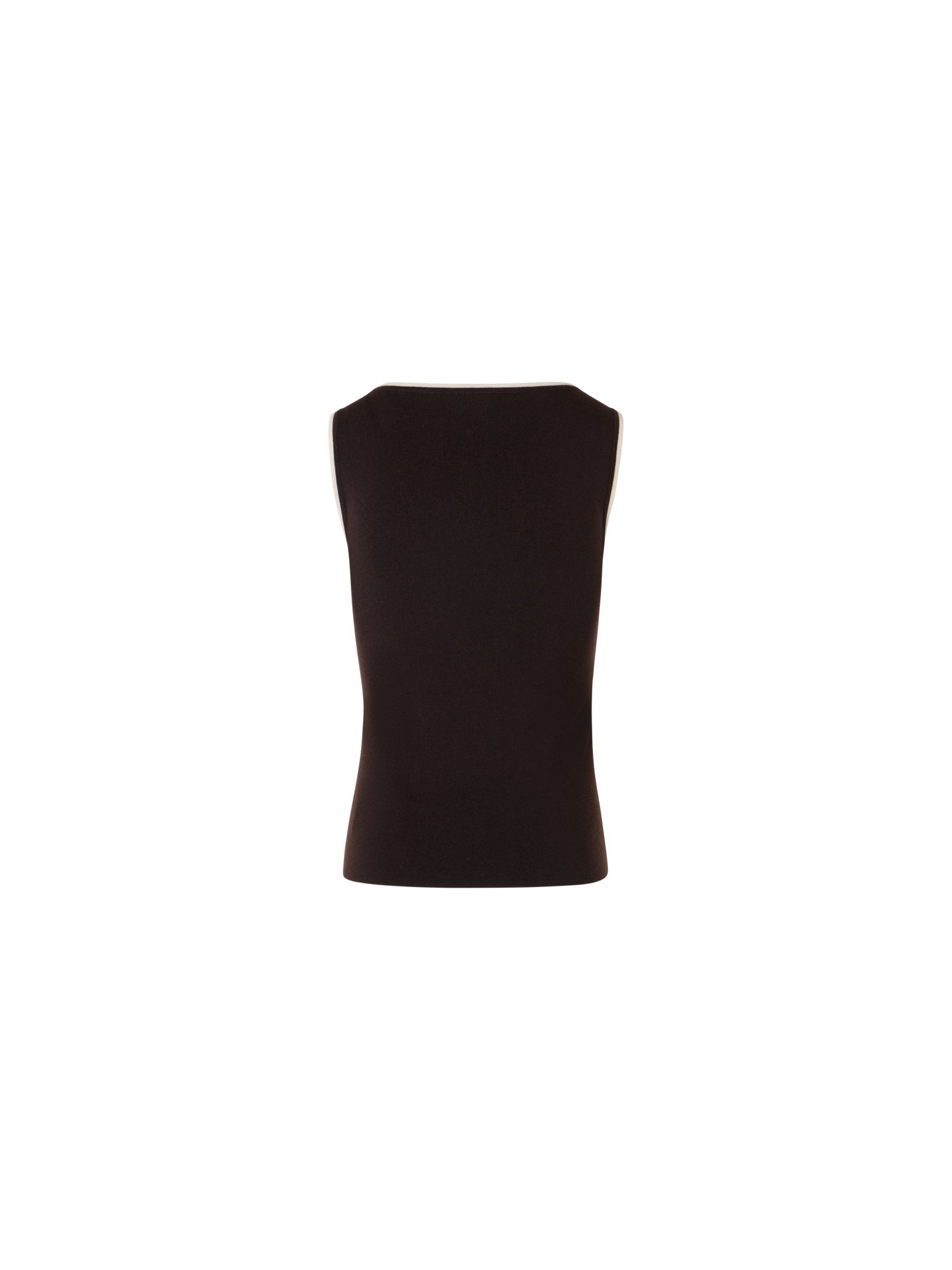 Designer Knit Tank with Contrast Piping - brown