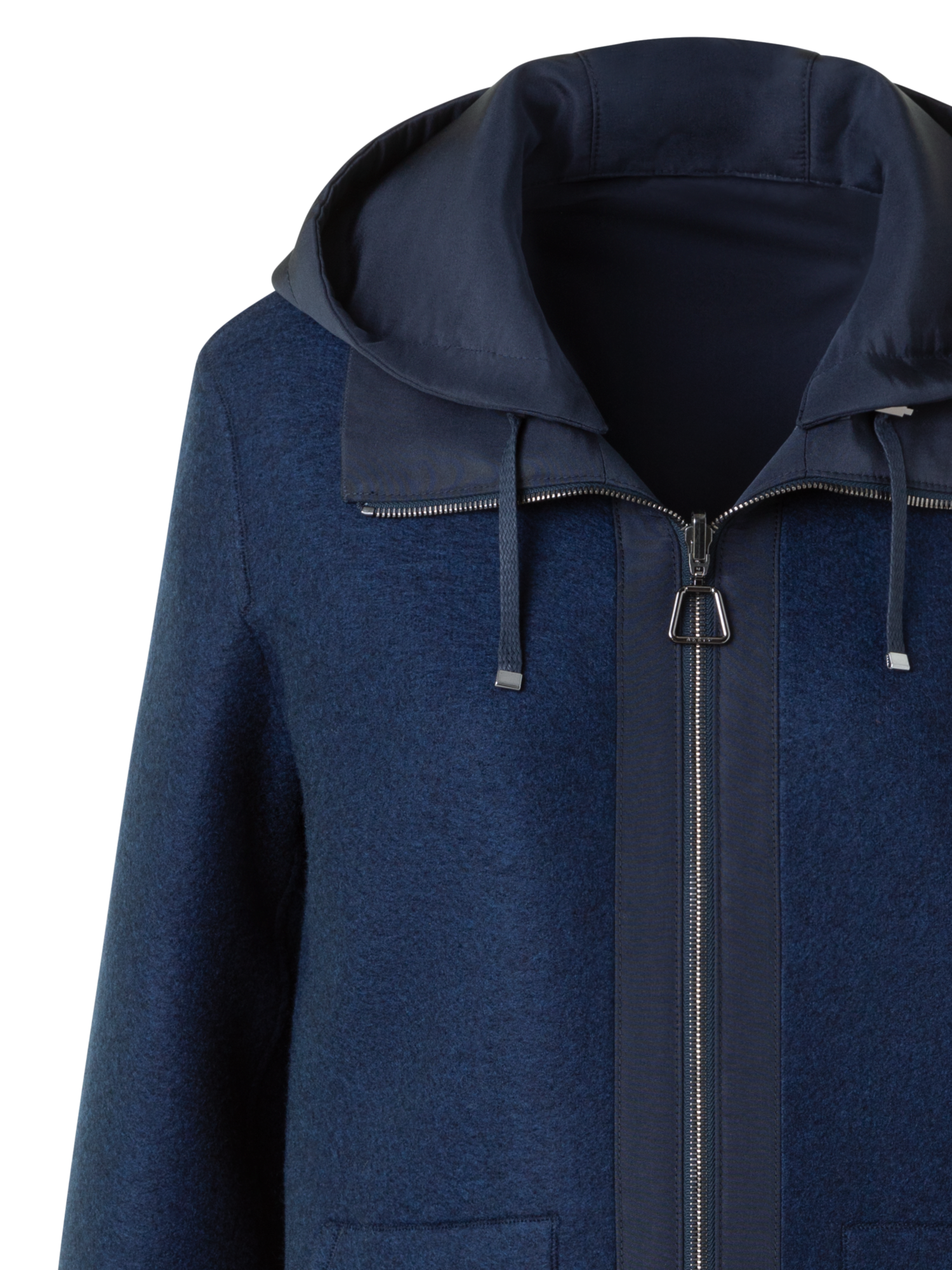 Designer Reversible Cashmere Jacket with Removable Hood - neutral - navy - blue