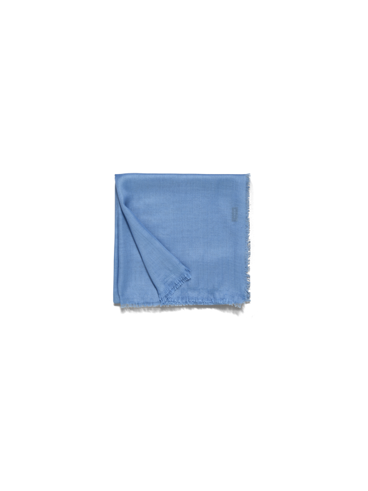 Designer Cashmere Silk Scarf with Lurex Frame - blue