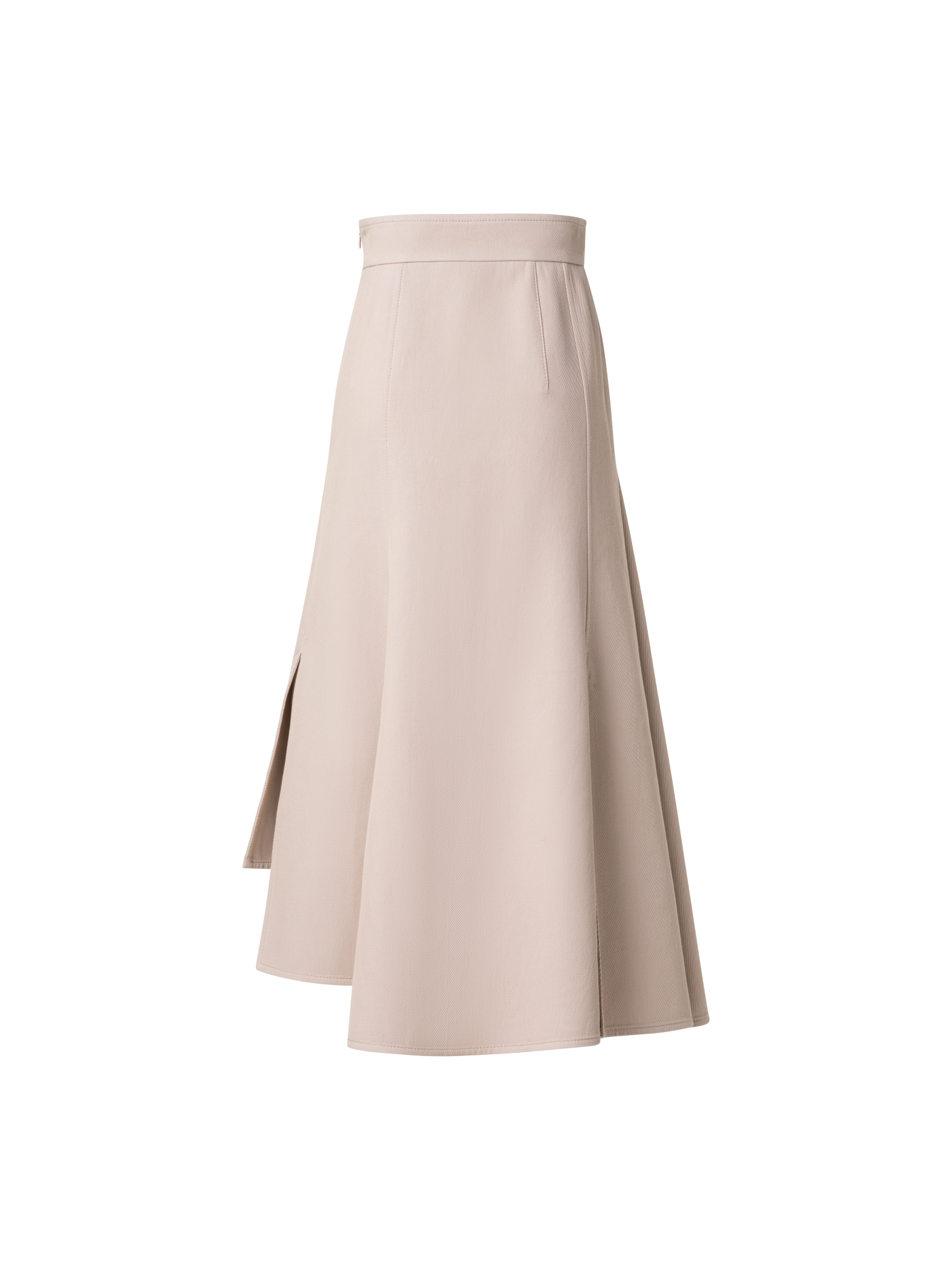 Designer Asymetrical Midi Skirt in Cotton Double-Face - neutral - pastel - beige
