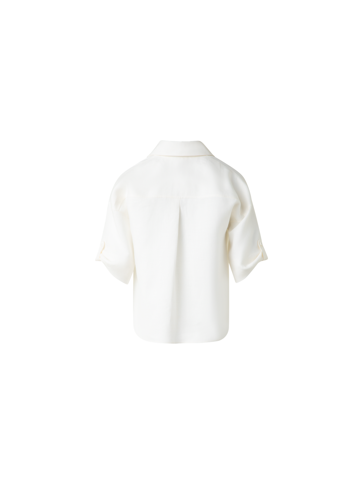 Designer Cropped Washed Linen Blouse - neutral - ecru - white