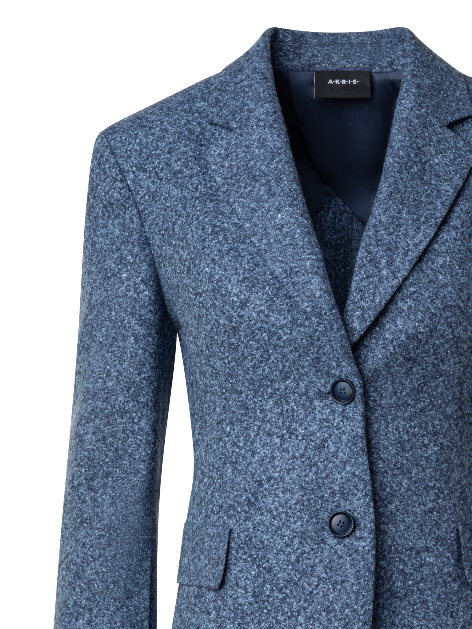 Designer Long Tweed Flannel Jacket in Cashmere Linen - grey
