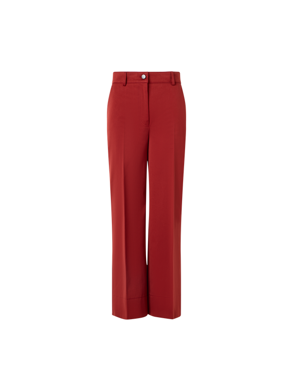 Designer Chiara Wide-Leg Pants in Cotton Gabardine - red