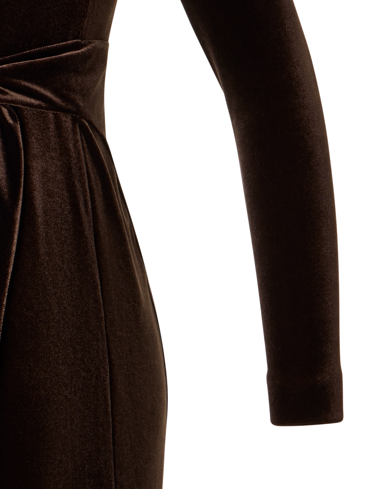 Designer Fitted Maxi Dress in Techno Stretch Velvet - brown