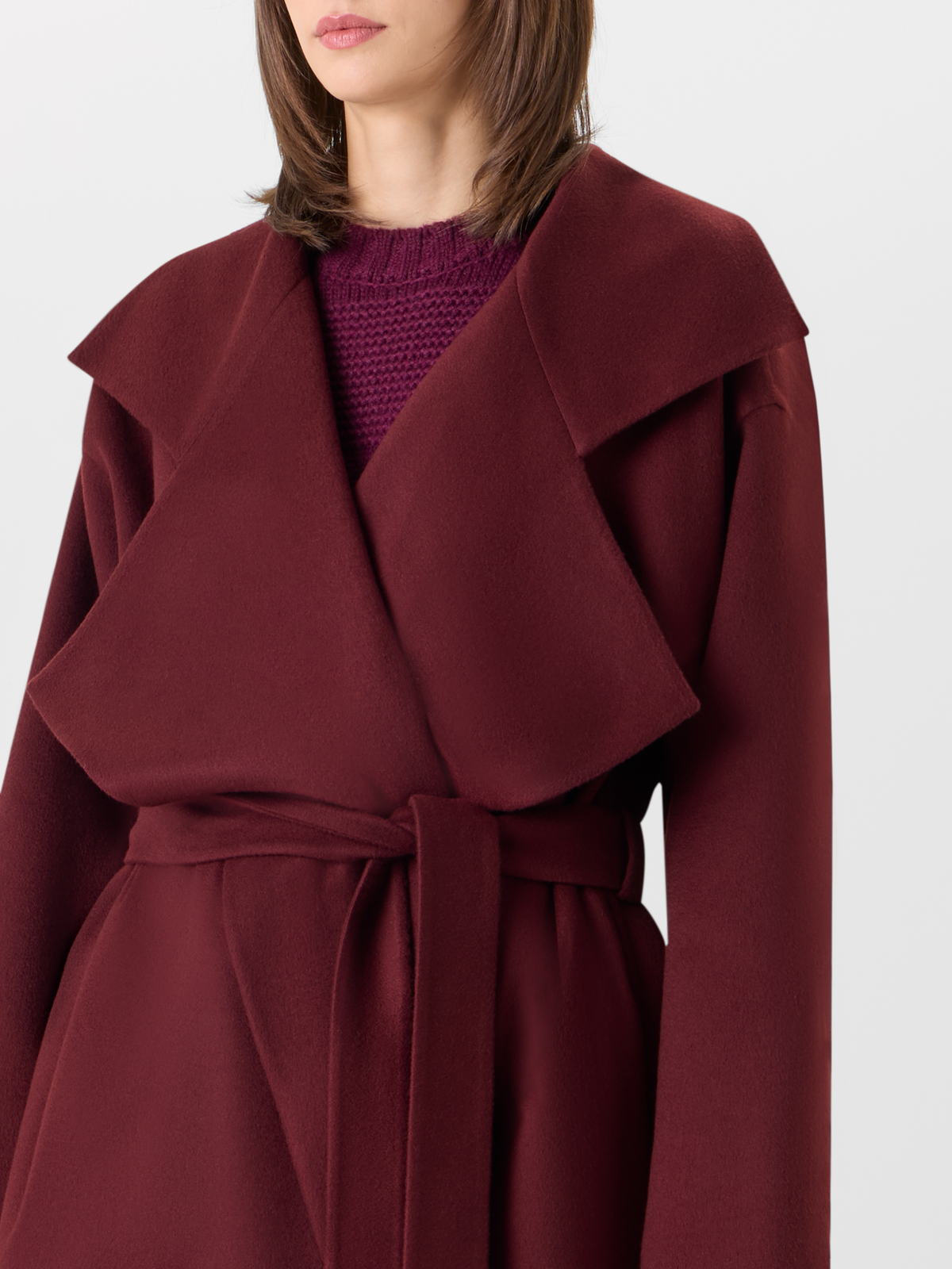 Designer Cashmere Double-Face Wrap Coat - red #editorial