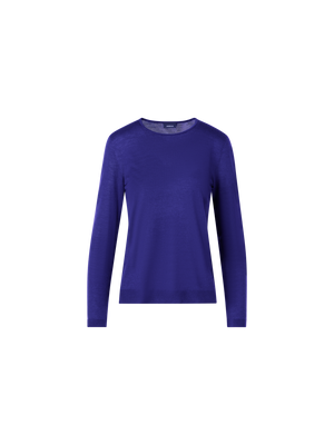 Designer Long-Sleeve Cashmere-Silk Knit Sweater - purple
