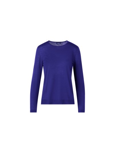 Designer Long-Sleeve Cashmere-Silk Knit Sweater - purple