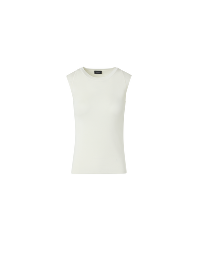 Designer Sleeveless Knit Top in Silk Stretch - ecru