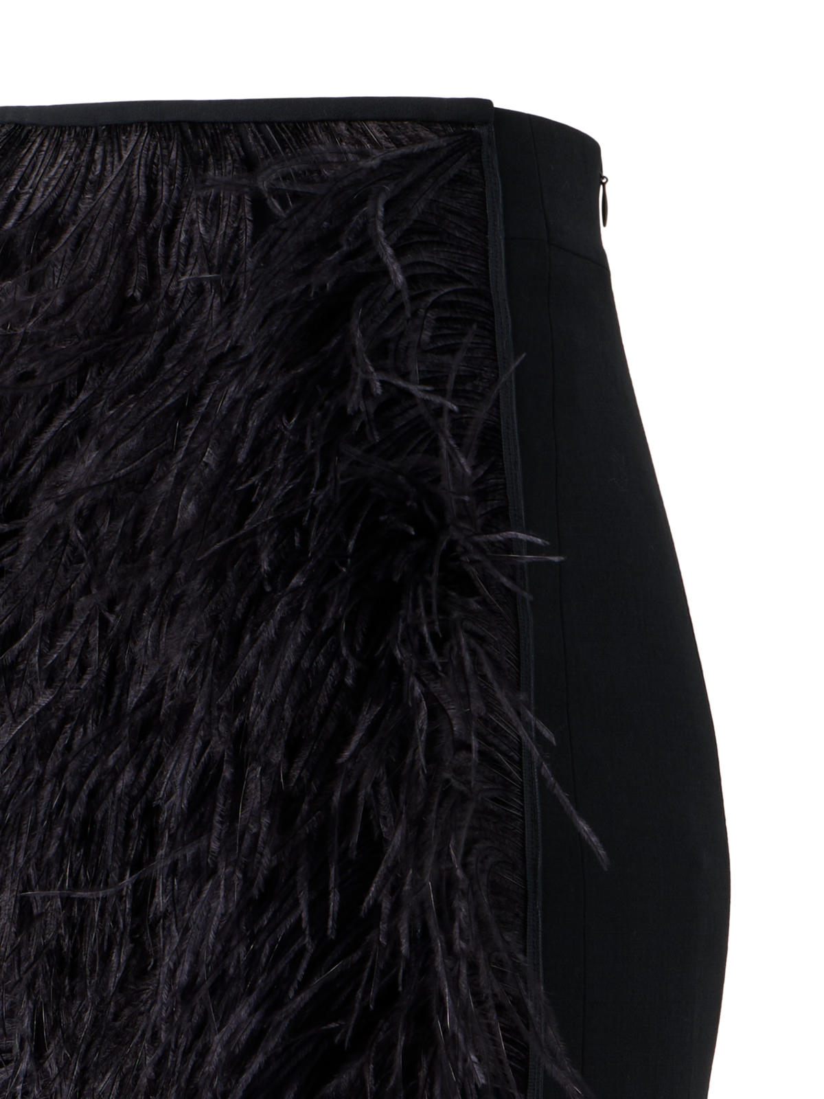 Designer Wool Double-Face Feathered Pencil Skirt - black - neutral