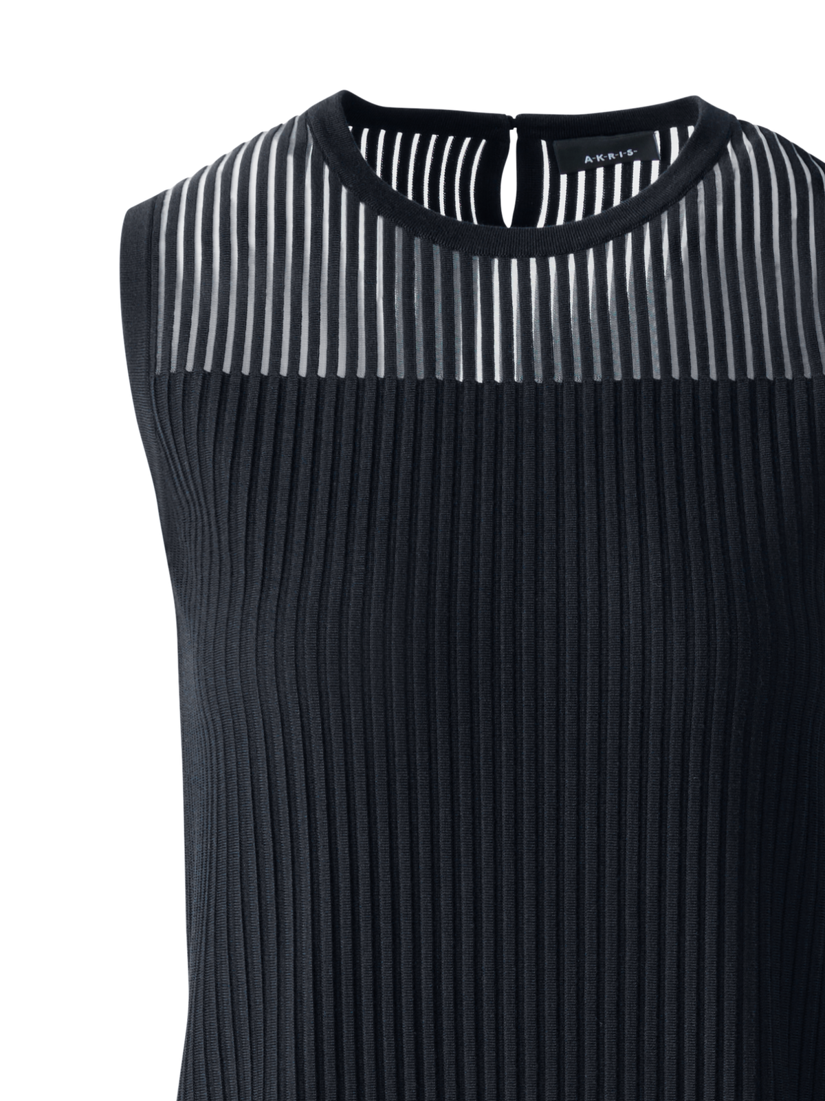 Designer Knit Dress in Semi-Sheer Silk Cotton - black - neutral