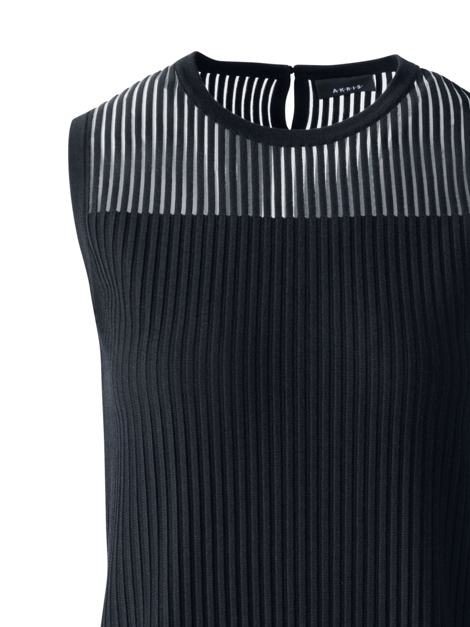 Designer Knit Dress in Semi-Sheer Silk Cotton - black - neutral