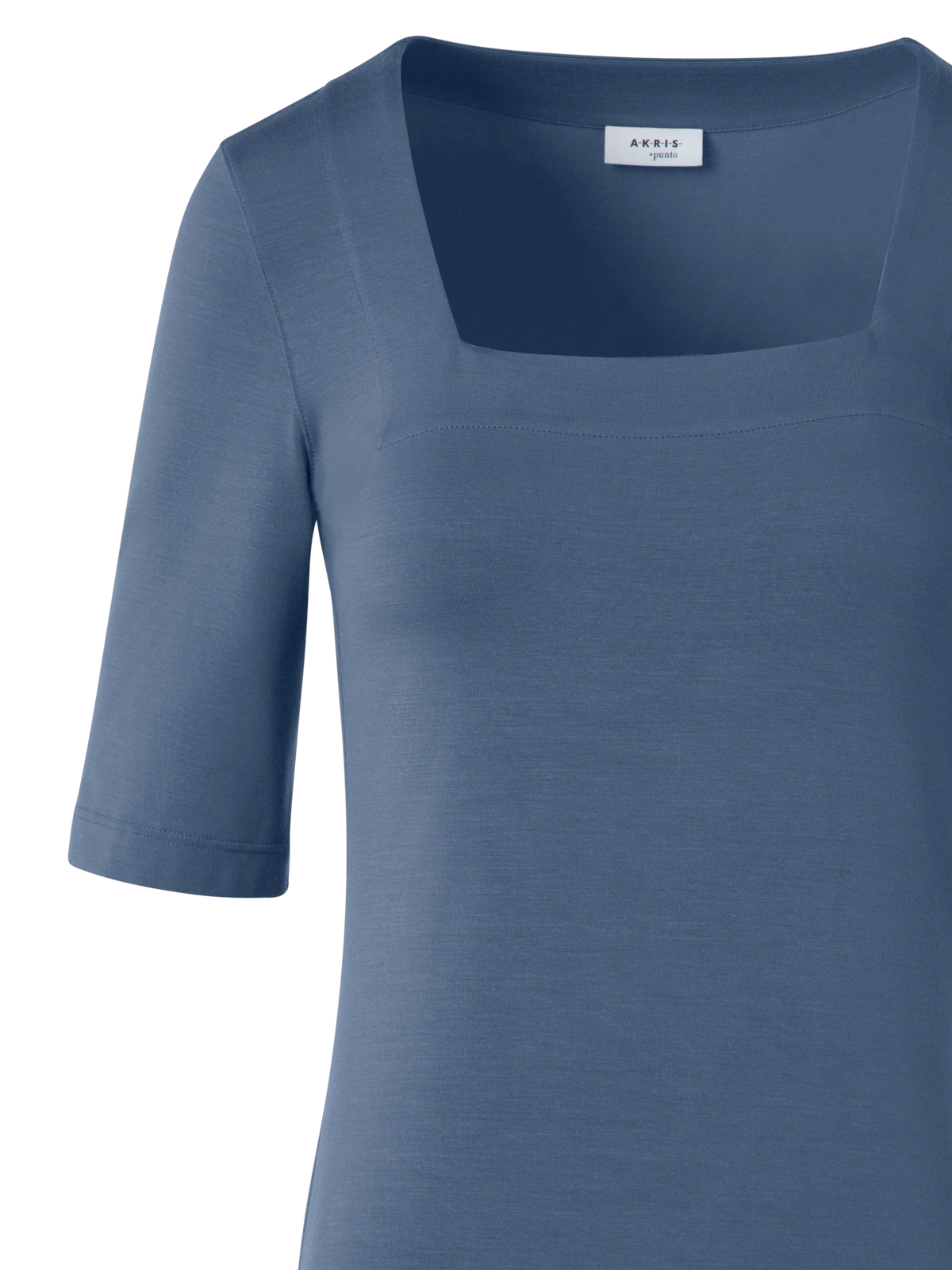 Designer Square Neck T-Shirt in Modal - blue