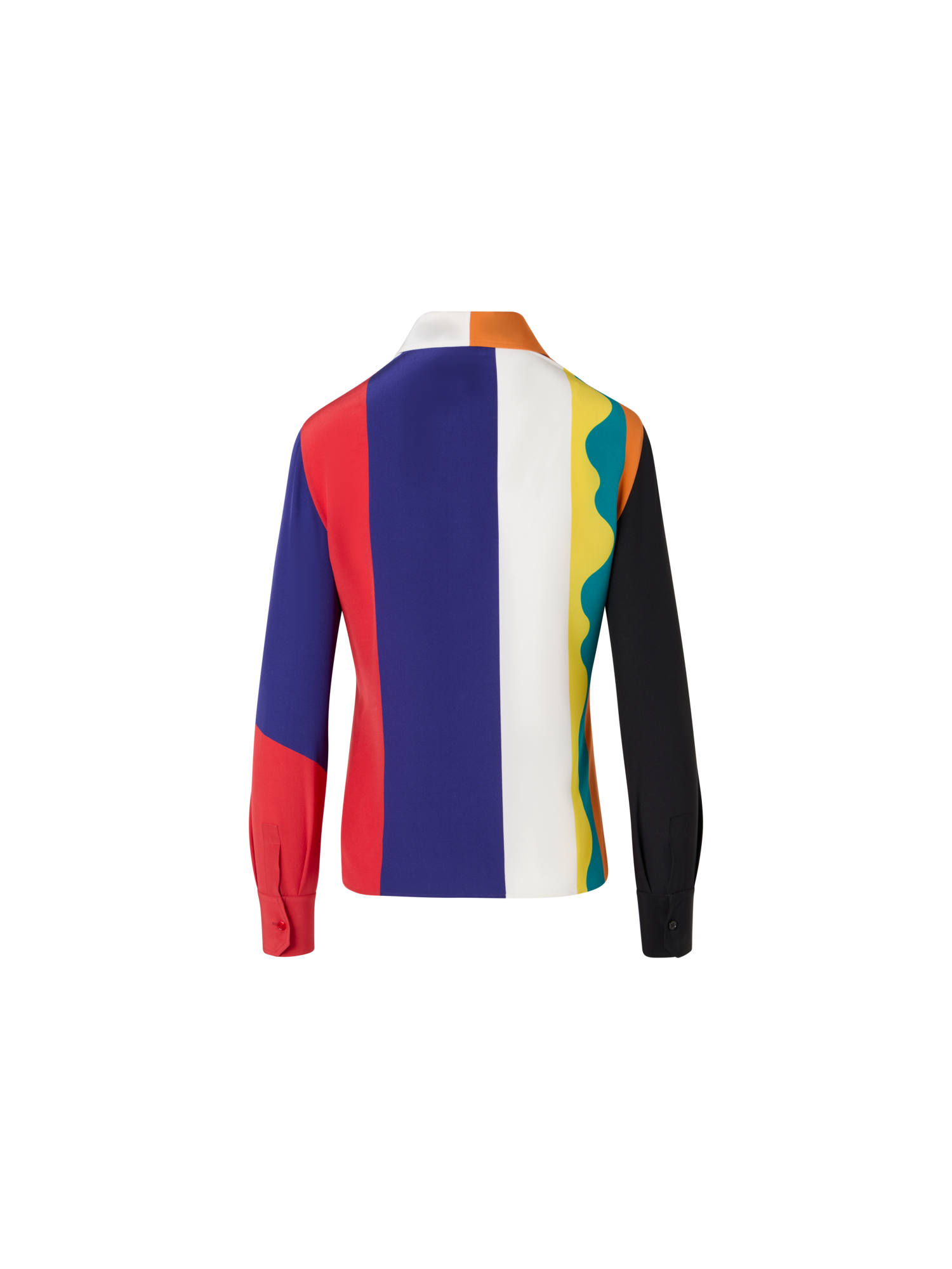 Designer Silk Crêpe Blouse with Paravent Print - multicolor