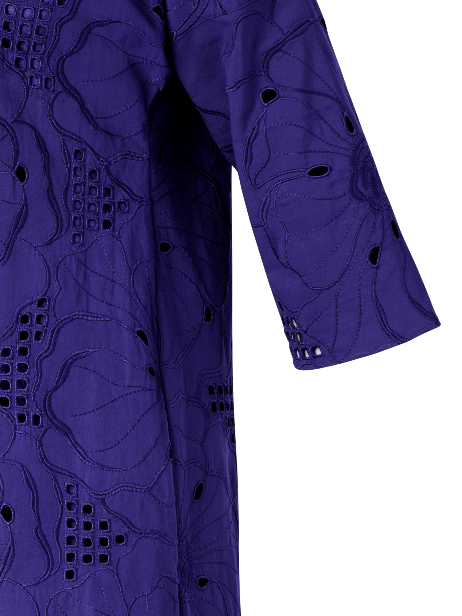 Designer Flower Eyelet Handkerchief Dress - purple
