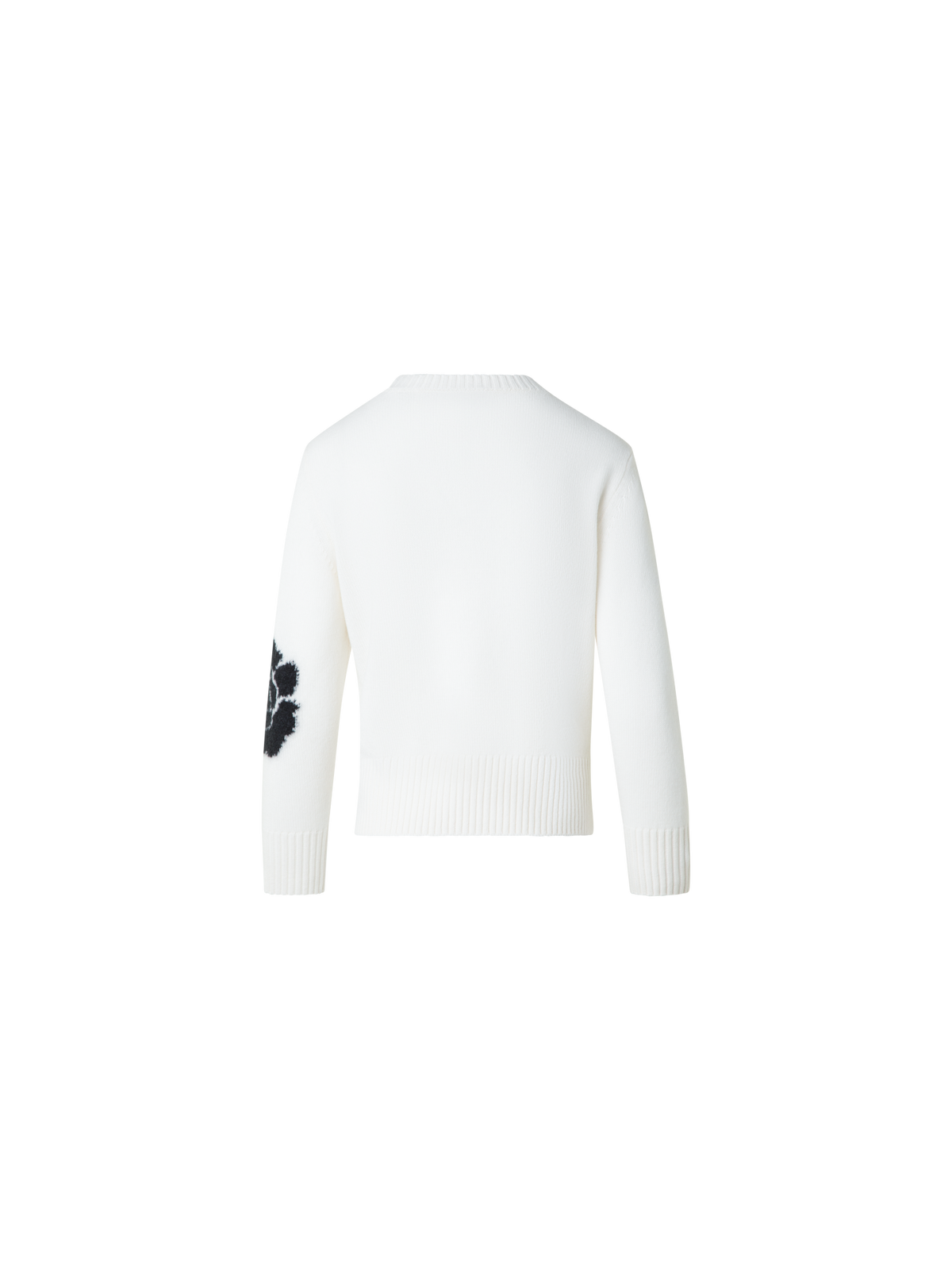 Designer Short Cashmere Sweater with Anemone Intarsia - neutral - multicolor - ecru - white