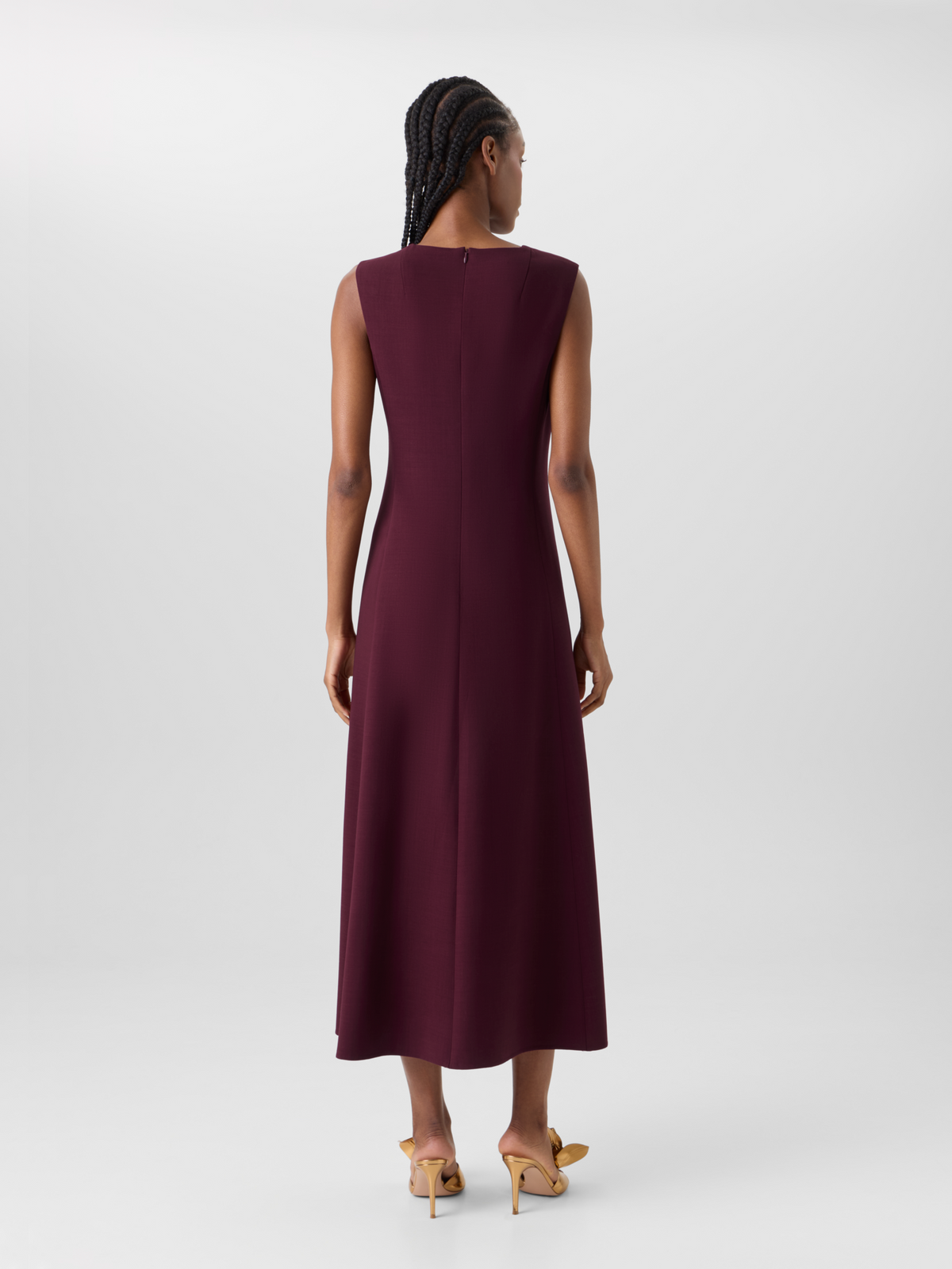 Designer Wool Double-Face Midi Dress with Knot Detail - red 
