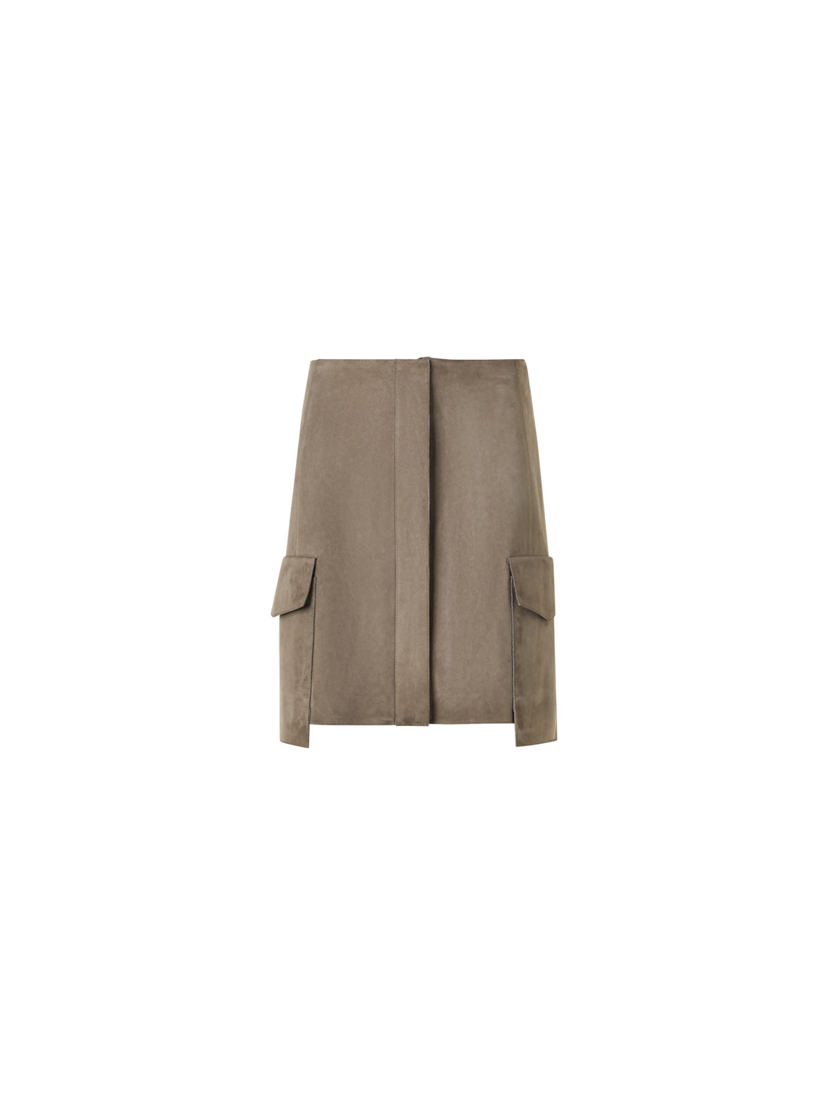 Designer Suede Mini Skirt with Patch Pockets - neutral - beige