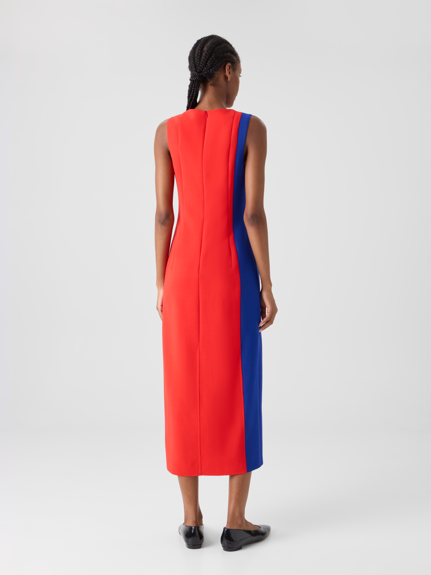 Designer Midi Sheath Dress with Polygon Patchwork - multicolor