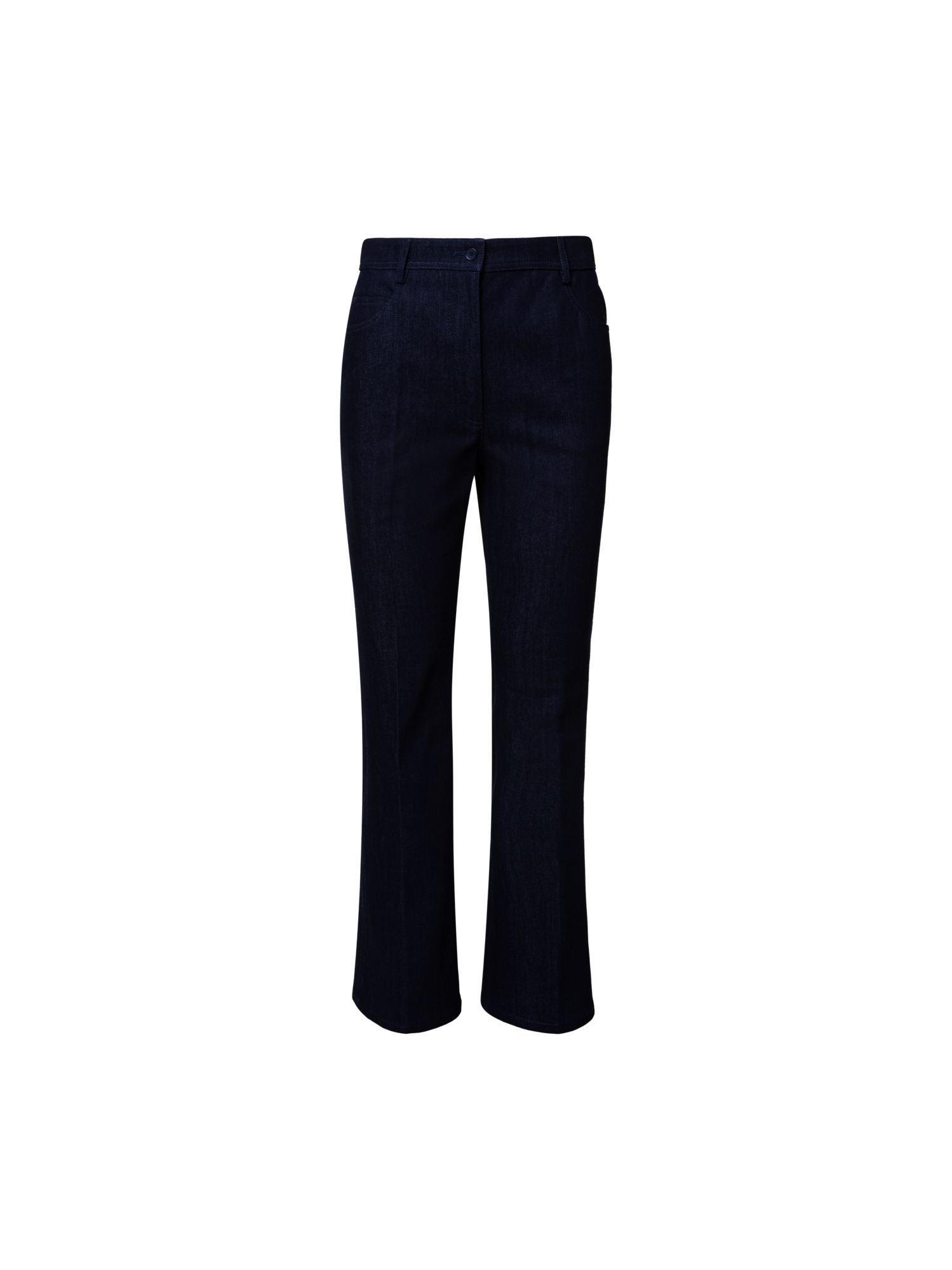 Designer Cropped Bootcut Cotton Denim Stretch Pants - navy - blue