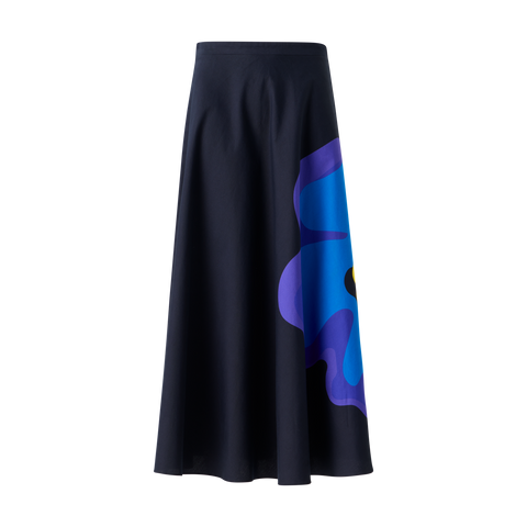 XL Pop Dot Flower Print Midi Skirt