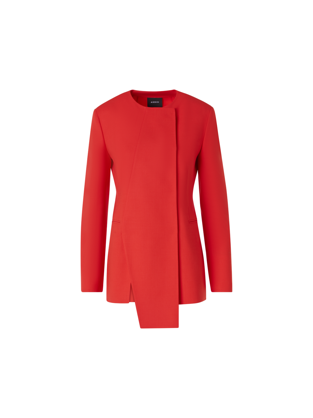 Designer Hemil Fitted Jacket with Polygon Patchwork - red