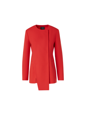 Designer Hemil Fitted Jacket with Polygon Patchwork - red