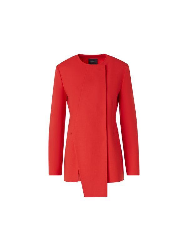 Designer Hemil Fitted Jacket with Polygon Patchwork - red