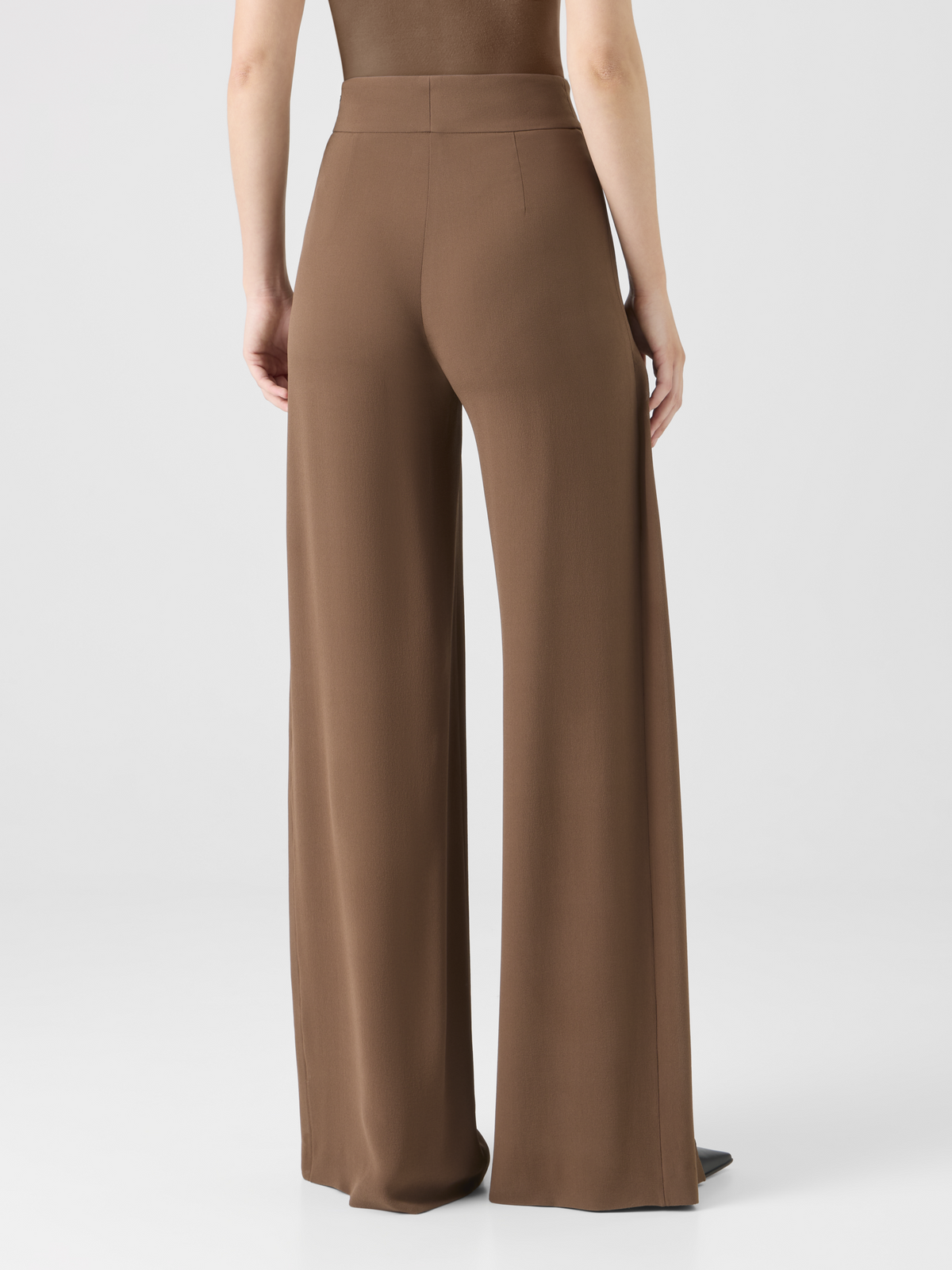 Designer Wide Silk Pants with Slits - brown #editorial