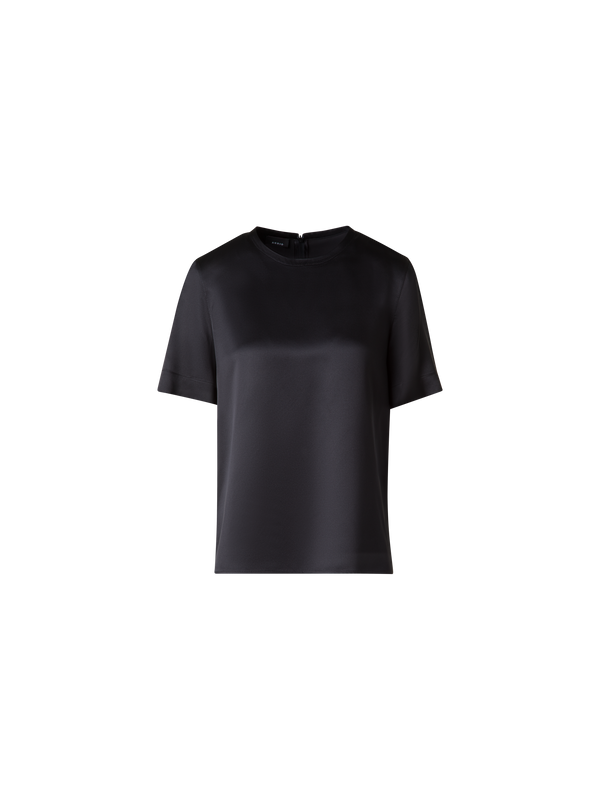 Designer T-Shirt Blouse in Silk Satin - black