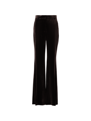Designer Wide Leg Pants in Fluid Corduroy - brown